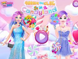 Barbie and Elsa in Candyland