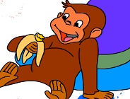 Curious George Online Coloring Page