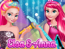 Elsa and Anna in Rock N' Royals