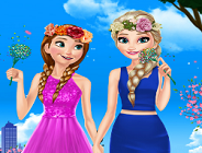 Elsa and Anna Spring Dressup