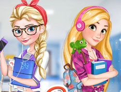 Elsa And Rapunzel College Girls