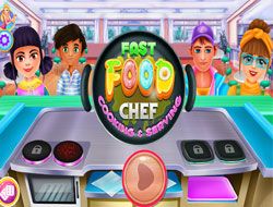 Fast Food Chef Cooking And Serving