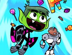 🕹️ Play Teen Titans Go One on One Game: Free Online TTG Robin, Cyborg, Raven, Starfire & Beast Boy Chase Minigames for Kids